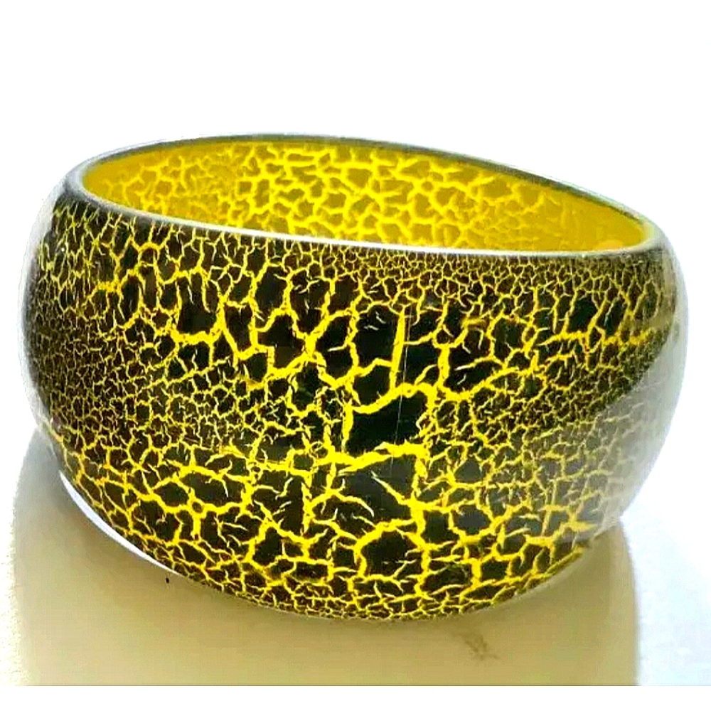 NEW Wide Chunky Lucite Translucent Sparkle Bangle Bracelet! Animal Print Jewelry